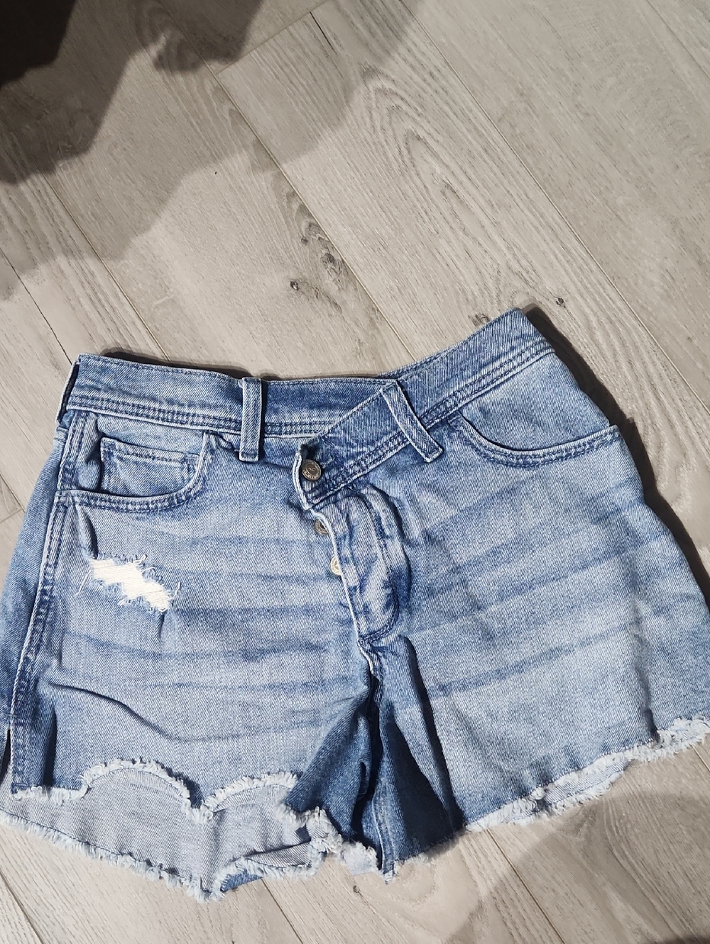 Hollister Light Blue Distressed Denim Shorts